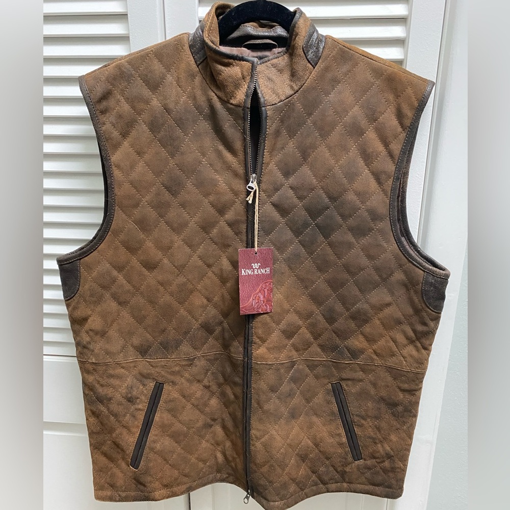 King Ranch Genuine Suede Quilted Leather Vest
